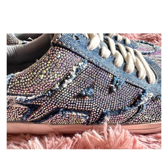 Women's Blue Malibu Strass Crystals Sneakers (Sz 41 / Fits 10-10.5) (NWOT) - Picture 2 of 11